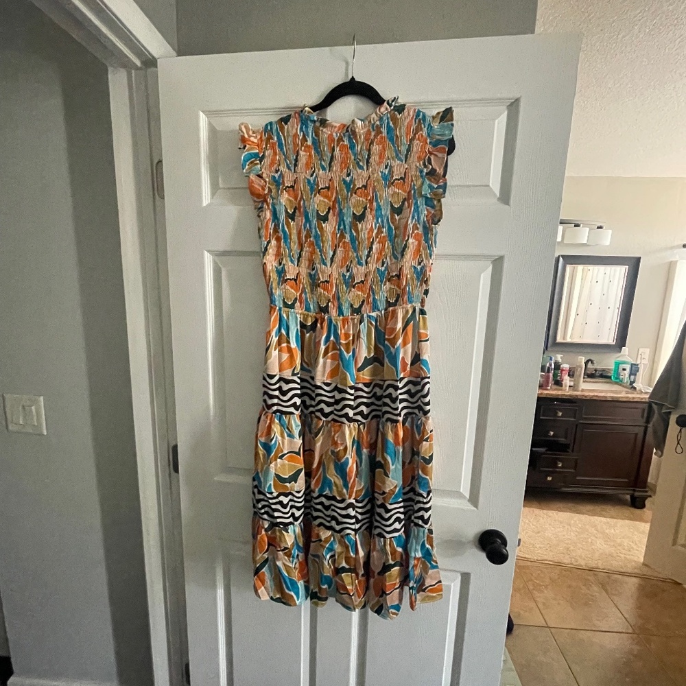 Colorful Patterned Midi Dress - Picture 2 of 2